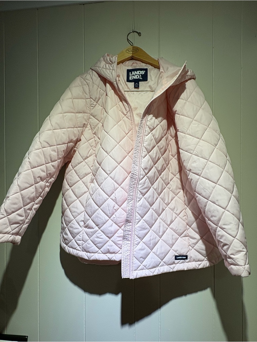 Lands End light pink quilted puffer 2X 20W 22W